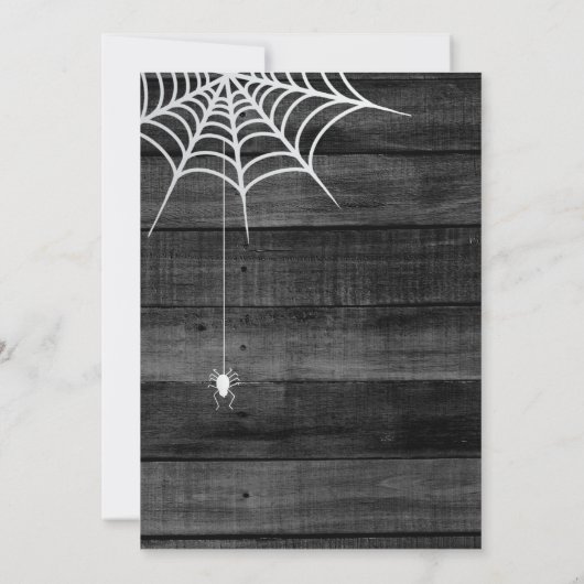 Cobwebs Gotische Halloween Bruiloft Kaart (Achterkant)