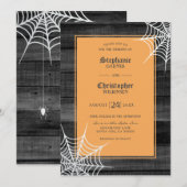 Cobwebs Gotische Halloween Bruiloft Kaart (Voorkant / Achterkant)