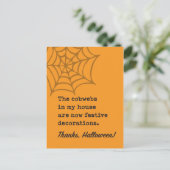 Cobwebs in House zijn Halloween Decoration Joke Briefkaart (Staand voorkant)