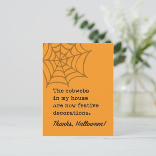 Cobwebs in House zijn Halloween Decoration Joke Briefkaart (Staand voorkant)