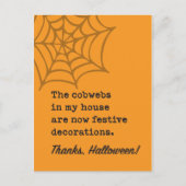 Cobwebs in House zijn Halloween Decoration Joke Briefkaart (Voorkant)