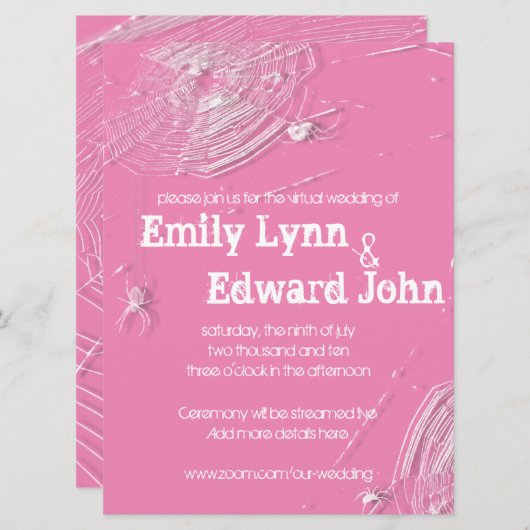 Cobwebs & White Spiders Virtual Wedding Kaart (Voorkant / Achterkant)