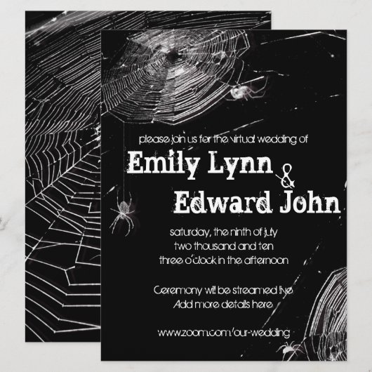 Cobwebs & White Spiders Virtual Wedding Kaart (Voorkant / Achterkant)
