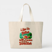 Coca Fun Holiday Sweater Grote Tote Bag (Achterkant)