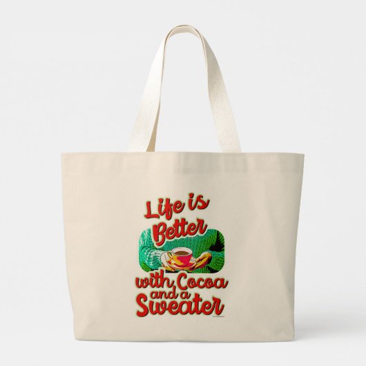Coca Fun Holiday Sweater Grote Tote Bag (Achterkant)