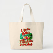 Coca Fun Holiday Sweater Grote Tote Bag (Voorkant)