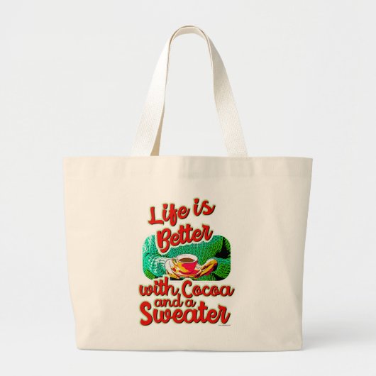 Coca Fun Holiday Sweater Grote Tote Bag (Voorkant)