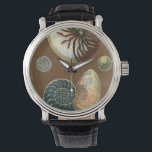 Coca Shell Horloge<br><div class="desc">Haal dit unieke,  met een mondspoeling gewassen rode en blauwe Conch seashell-afbeelding op je volgende product. Deze geweldige cacao achtergrond deze twee unieke seizoenshellen. Neem het strand mee waar je ook gaat.</div>