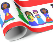 Cocaca Cuties kerstCarolers Red Cadeaupapier (Rol Hoek)