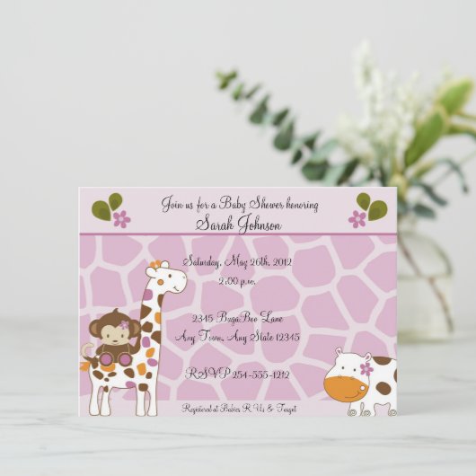 Cocalo Jacana Animals Baby Shower Invitations Kaart (Staand voorkant)