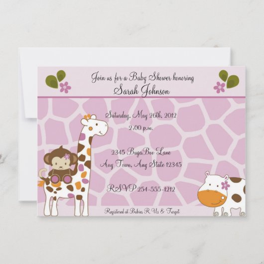 Cocalo Jacana Animals Baby Shower Invitations Kaart (Voorkant)