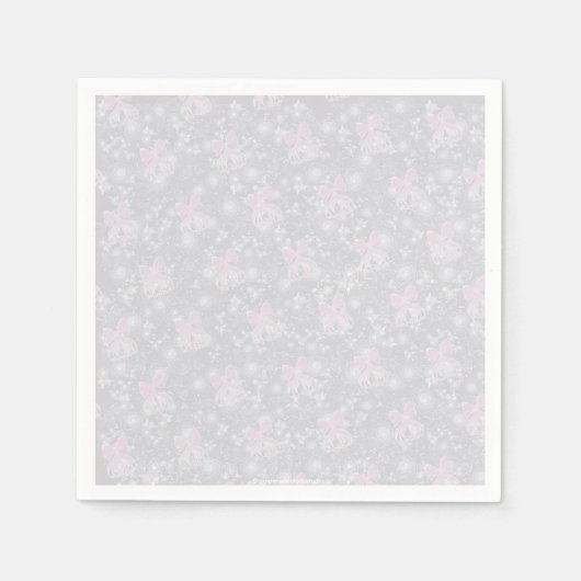 Cocette roze lint en rozentuin servet (Voorkant)