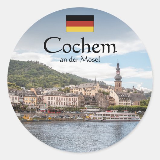 Cochem Duitsland Souvenir Ronde Sticker (Voorkant)
