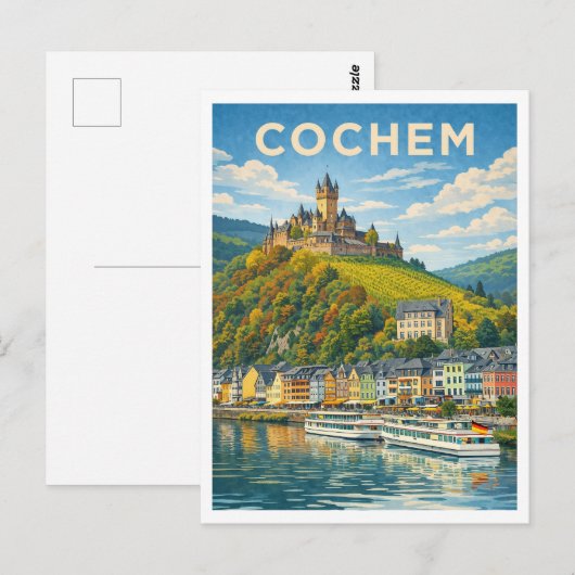 Cochem Germany Vintage Travel Art Postcard Briefkaart (Voorkant / Achterkant)