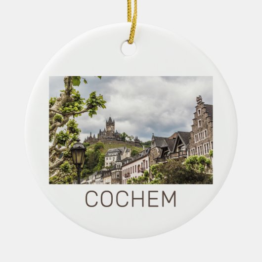 Cochem Moselle Panorama Germany Souvenir Keramisch Ornament (Voorkant)