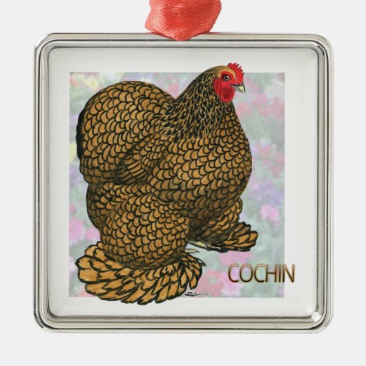 Cochin_Hen Metalen Ornament (Voorkant)