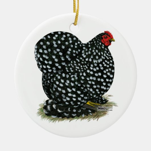 Cochin Mottled Hen Keramisch Ornament (Voorkant)