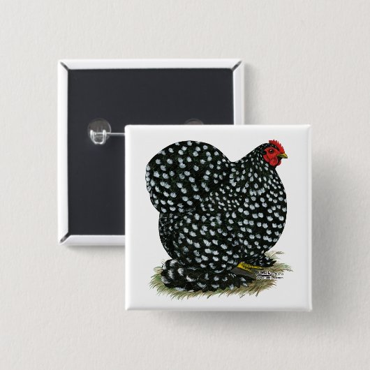 Cochin Mottled Hen Vierkante Button 5,1 Cm (Voorkant /achterkant)