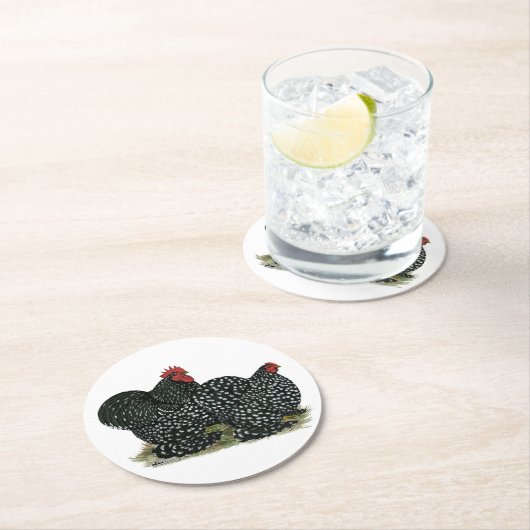 Cochin Mottled kippen Ronde Kartonnen Onderzetter (Insitu)