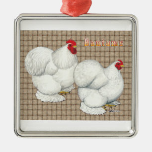 Cochin: Witte Bantams Metalen Ornament