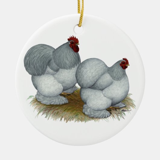Cochin: Zelfblauw Keramisch Ornament (Voorkant)