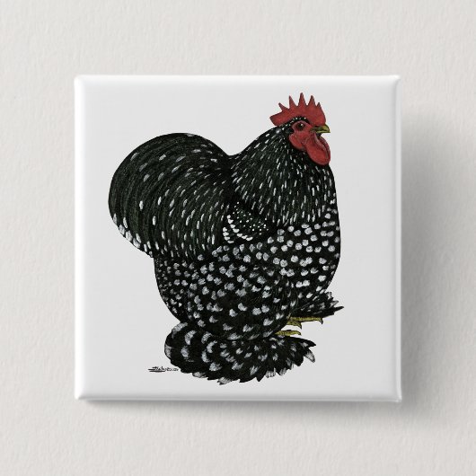 Cochin: Zwarte Mottle Vierkante Button 5,1 Cm (Voorkant)