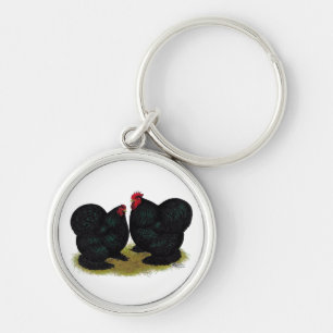Cochins Black Bantam Paar Sleutelhanger