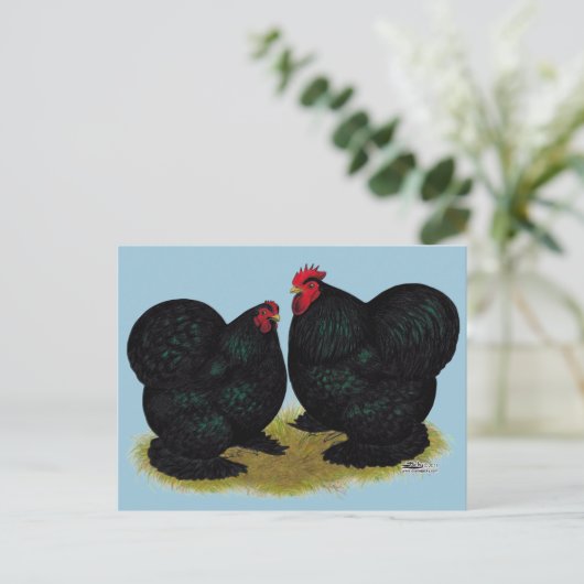 Cochins Black Bantam Pair Briefkaart (Staand voorkant)