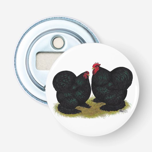 Cochins Black Bantam Pair Button Flesopener (Voorkant)