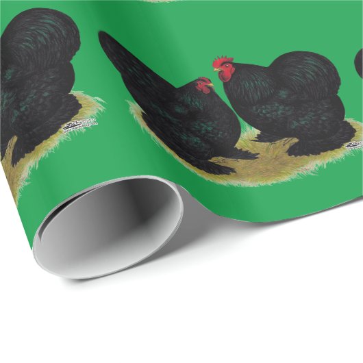 Cochins Black Bantam Pair Cadeaupapier (Rol Hoek)