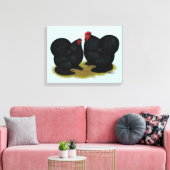 Cochins Black Bantam Pair Canvas Afdruk (Insitu (Woonkamer))