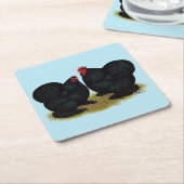 Cochins Black Bantam Pair Kartonnen Onderzetters (Schuin)