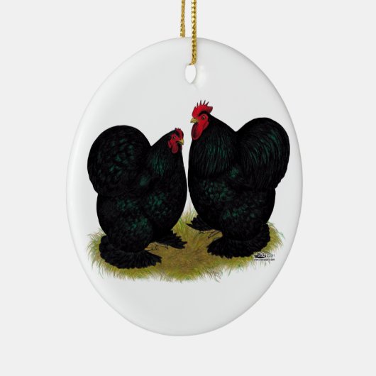 Cochins Black Bantam Pair Keramisch Ornament (Rechts)
