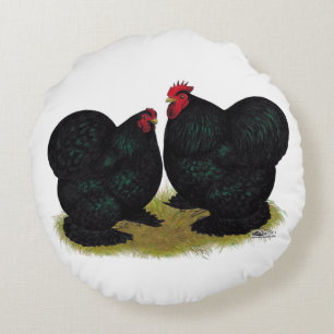 Cochins Black Bantam Pair Rond Kussen