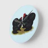 Cochins Black Bantam Pair Ronde Klok (Hoek)