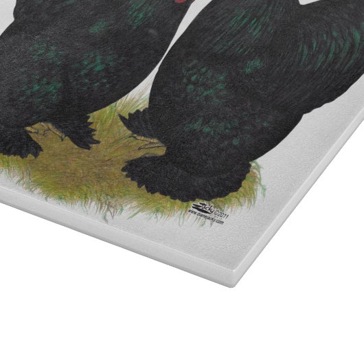 Cochins Black Bantam Pair Snijplank (Hoek)