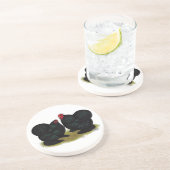 Cochins Black Bantam Pair Zandsteen Onderzetter (Zijkant)