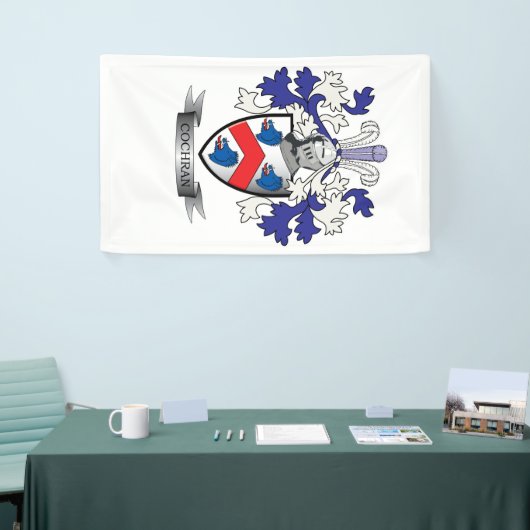 Cochran Family Crest Coat of Arms Spandoek (Beurs)