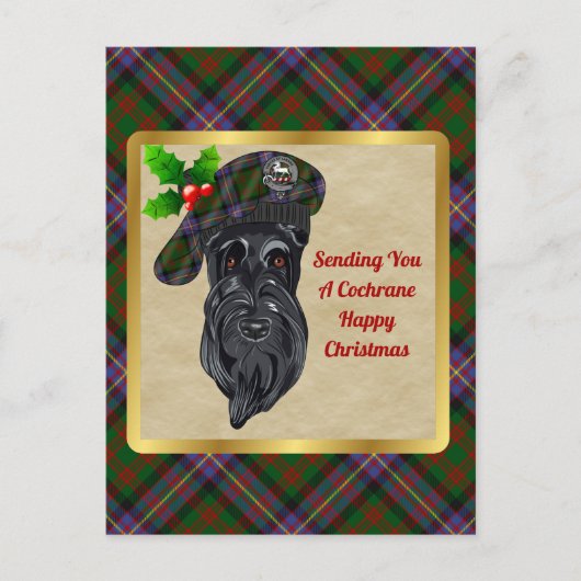 Cochrane Clan Badge & Tartan KerstBriefkaart Briefkaart (Voorkant)
