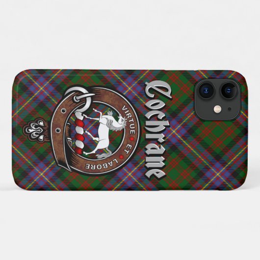 Cochrane Clan Badge & Tartan Phone Case (Achterkant (horizontaal))
