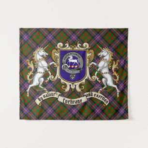 Cochrane Clan Badge & Unicorns w/Tartan Wandkleed