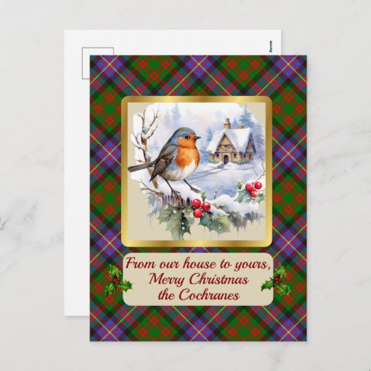 Cochrane Tartan m/Robin Persoonlijk   Feestdagenkaart (Voorkant / Achterkant)