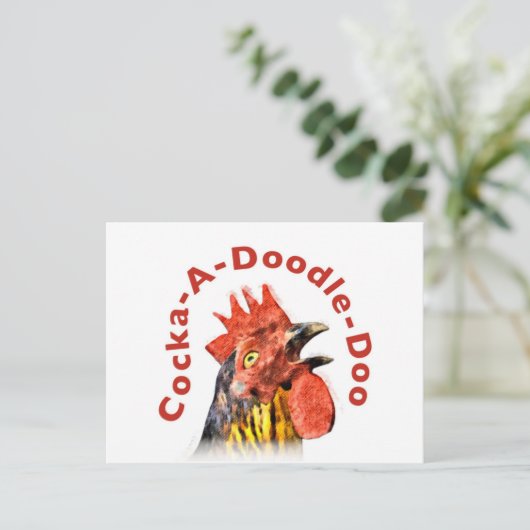 Cock-A-Doodle-Doo Rooster Briefkaart (Staand voorkant)