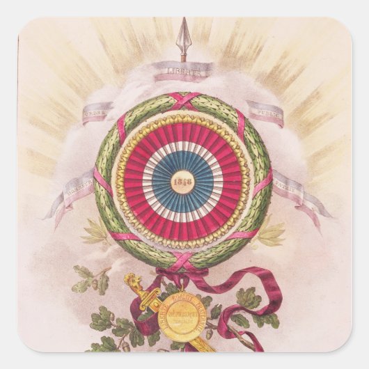 Cockade, logo van 1848 vierkante sticker (Voorkant)