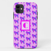 Cockapo Leuke Hond Roze Blauw Silhouet Monogram Case-Mate iPhone Case (Achterkant)