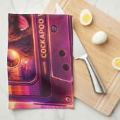 cockapoo 80s inspired kitchen tea towel  theedoek (Quarter Fold)