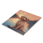 Cockapoo aan het meer tegeltje (Zijkant)