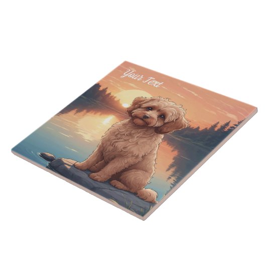 Cockapoo aan het meer tegeltje (Zijkant)