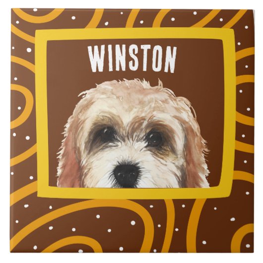 Cockapoo aangepast lijst van foto's Keramische teg Tegeltje (Voorkant)