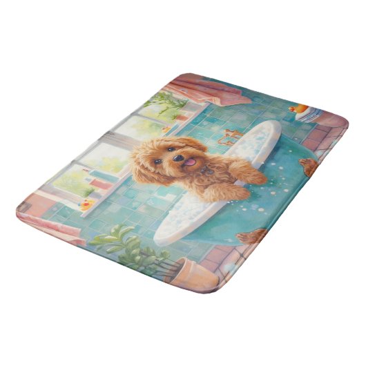 Cockapoo Bath Time Cute Bathroom Decor Badmat (Gekanteld)